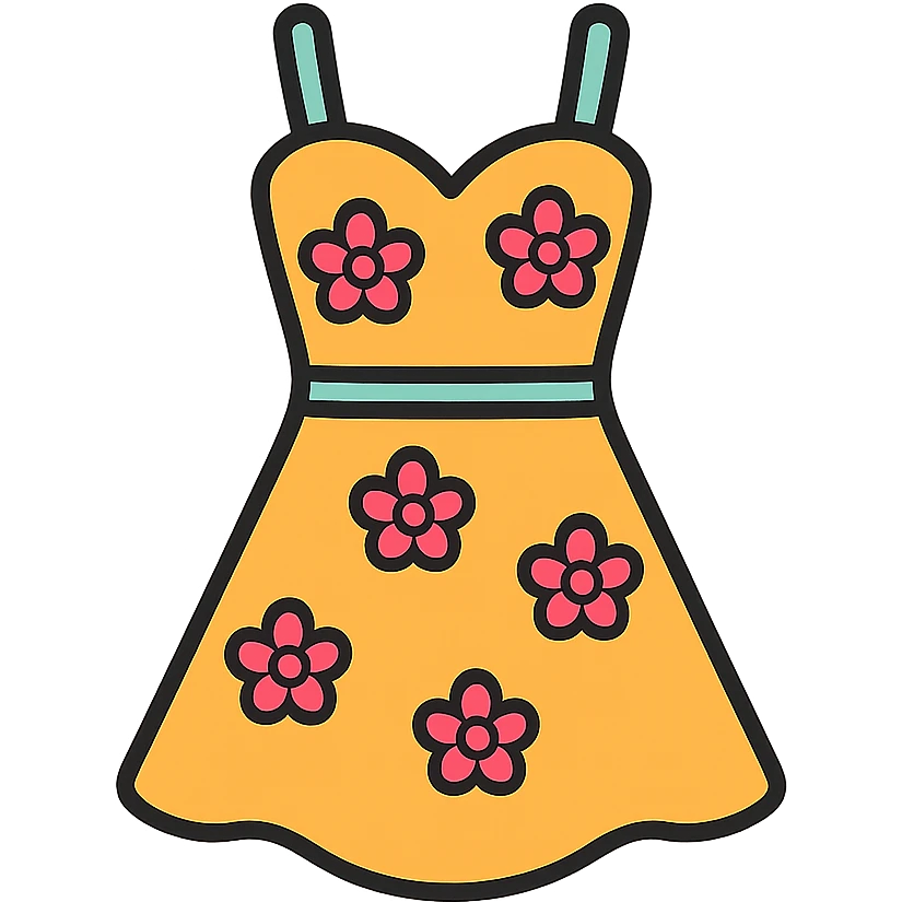 pretty summer dress, playful and modern emoji