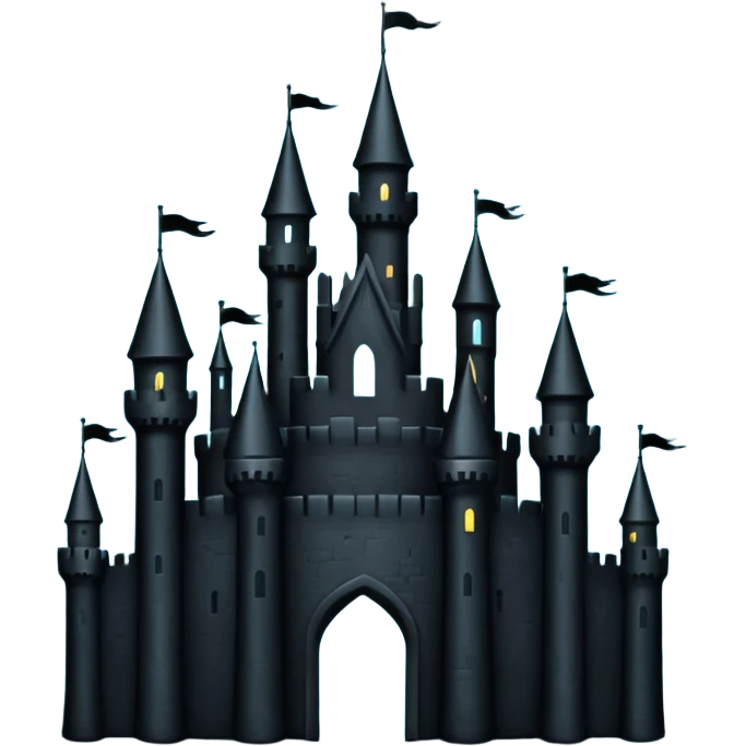 iOS emoji, minimal dark fantasy, black castle silhouette, flat emoji