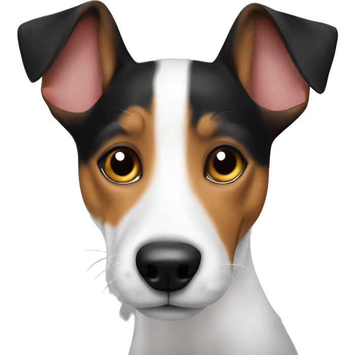 A genale jack russel terrier with a black cat emoji