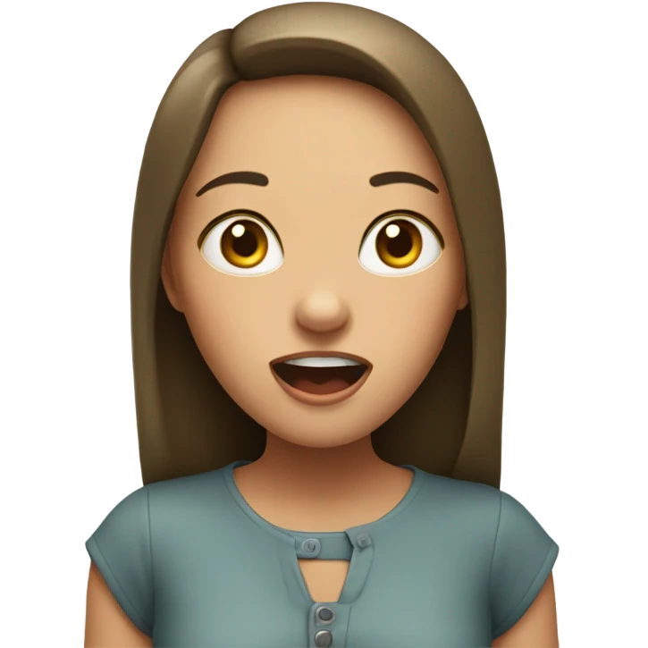 Girl with open mouth indoors emoji