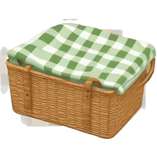 Gingham blanket and picnic basket  emoji