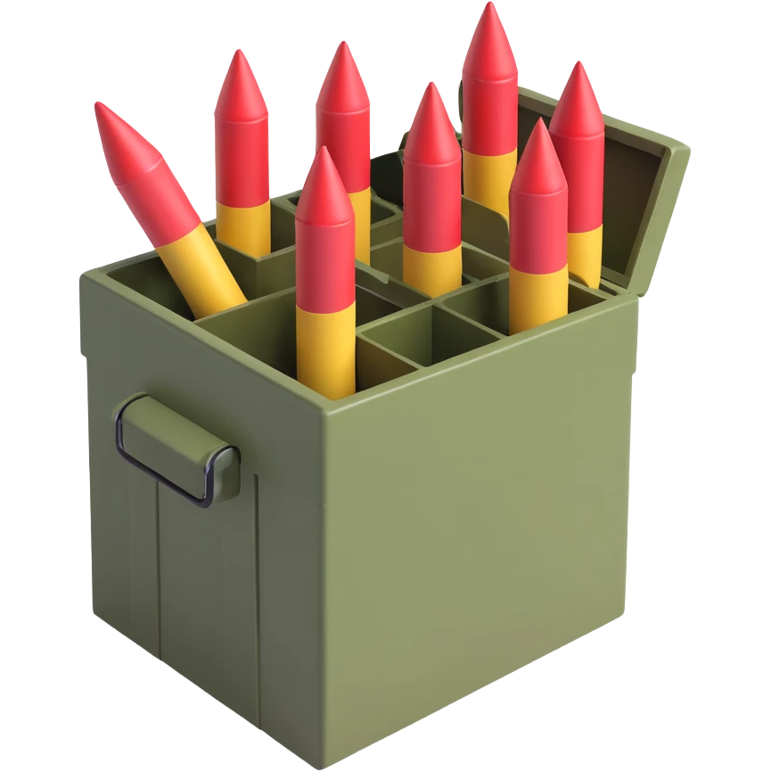 A big long military box filled with long war rockets emoji