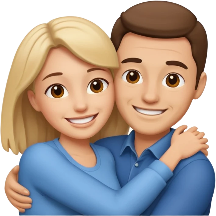 man and women hugs cutie emoji