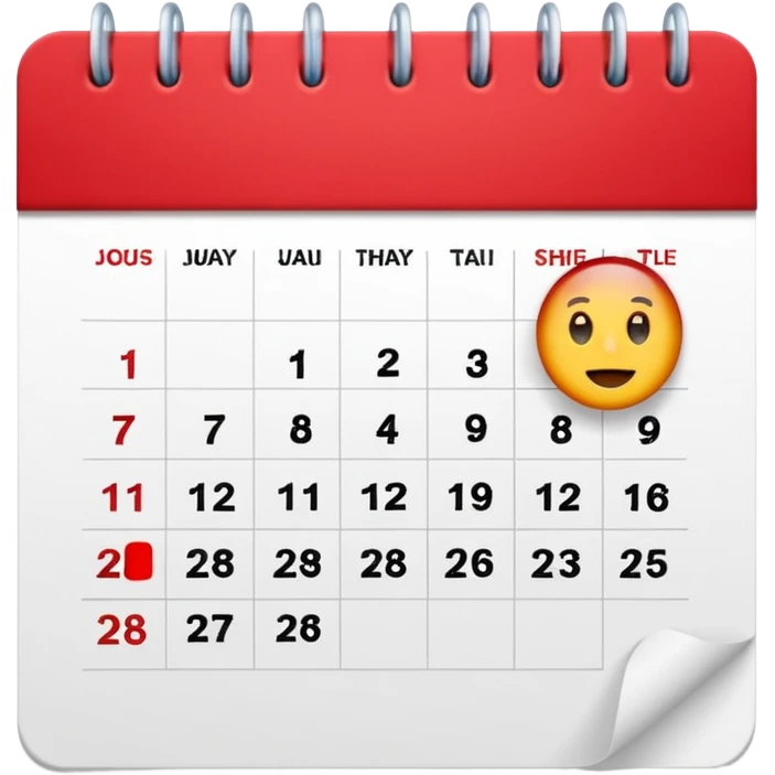 calendar with a red top emoji
