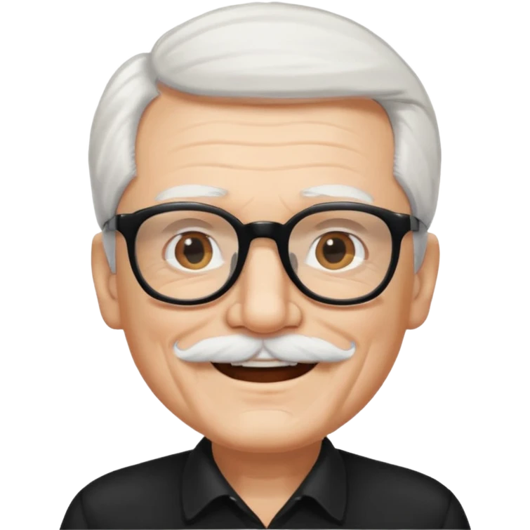 An elderly man with white hair and mustache, wearing black glasses emoji