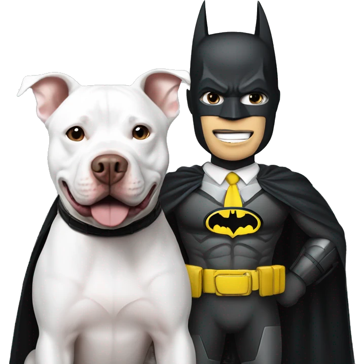 Batman with a white pitbull emoji