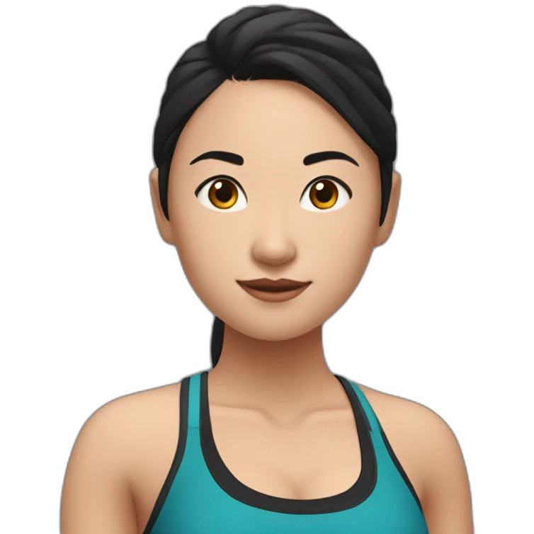 Asian girl CrossFiter in red bra and black leggings emoji