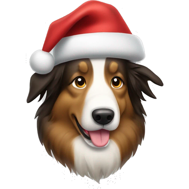 boder collie com chapéu de papai noel emoji