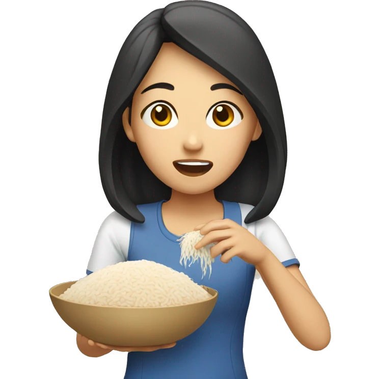 asian girl eating rice emoji