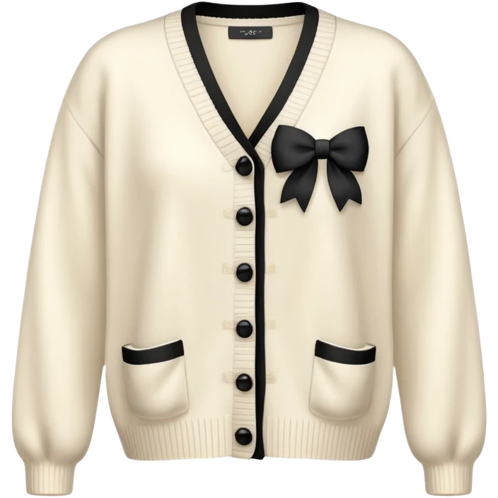 Realistic ivory cardigan with little black bows  emoji