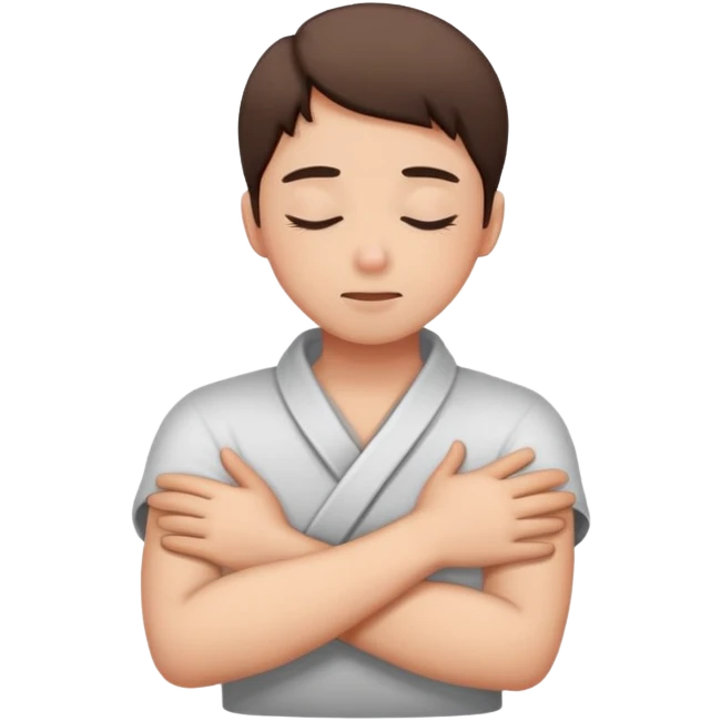 person crossed arms around neck eyes closed emoji