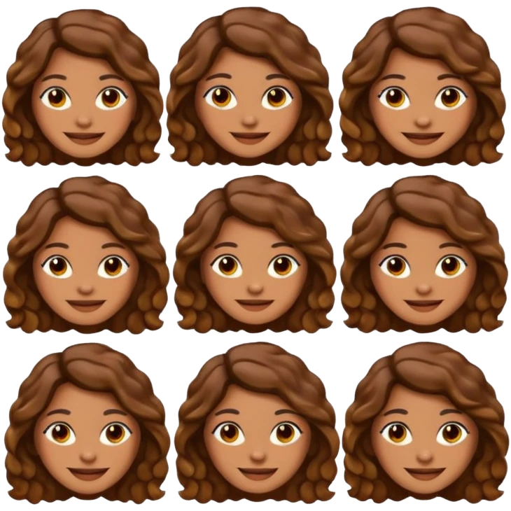Emojis de uma mulher parda, com cabelo ondulado de várias formas emoji