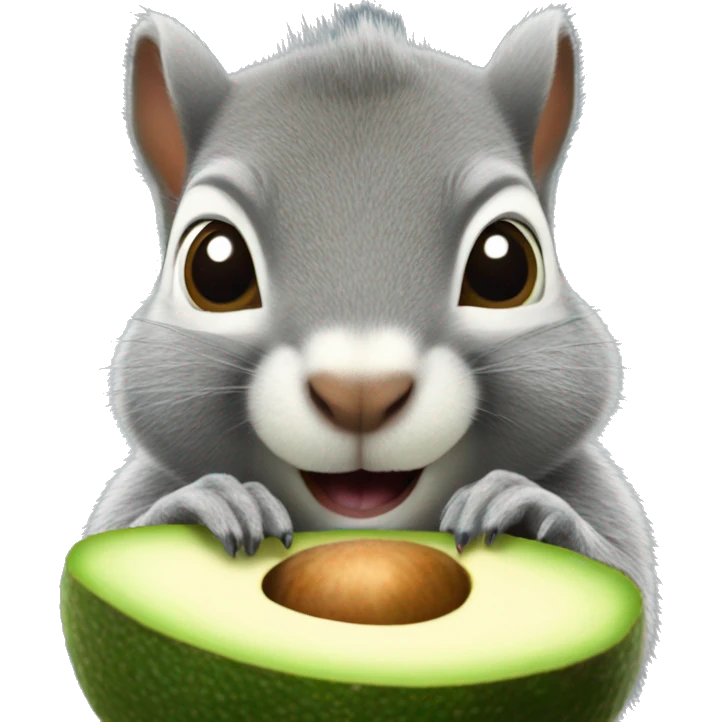 A fat gray American squirrel that eats avocados emoji