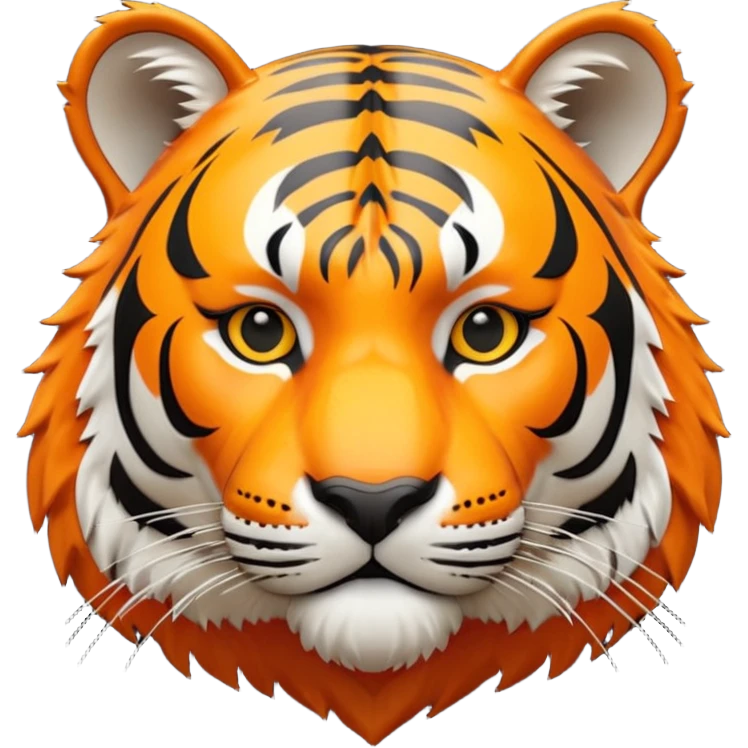 Create a highly polished, 3D game UI–style illustration of a  TIGER HEAD emoji