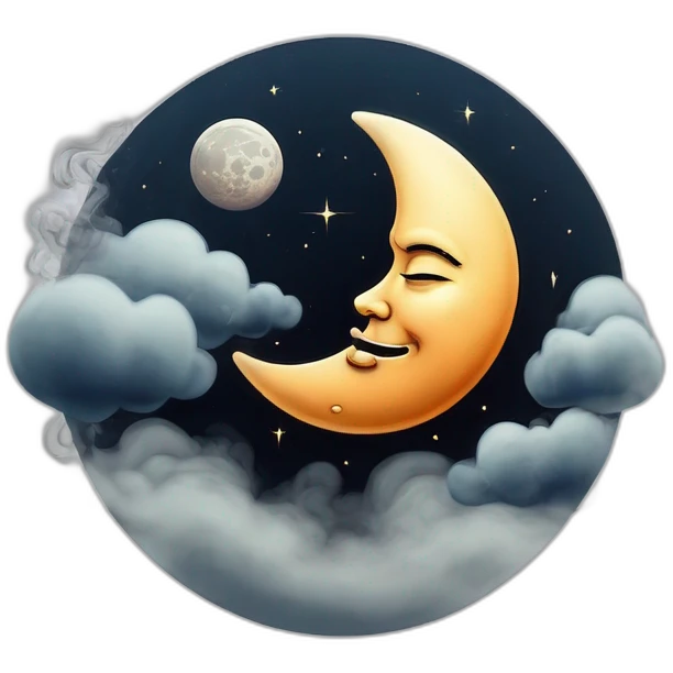 Moon with smoke emoji