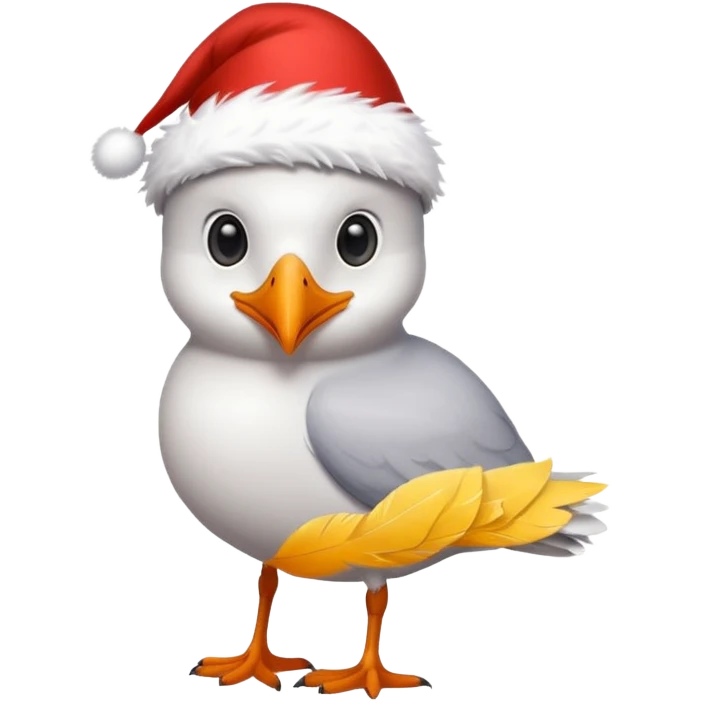 Seagull with a xmas hat emoji