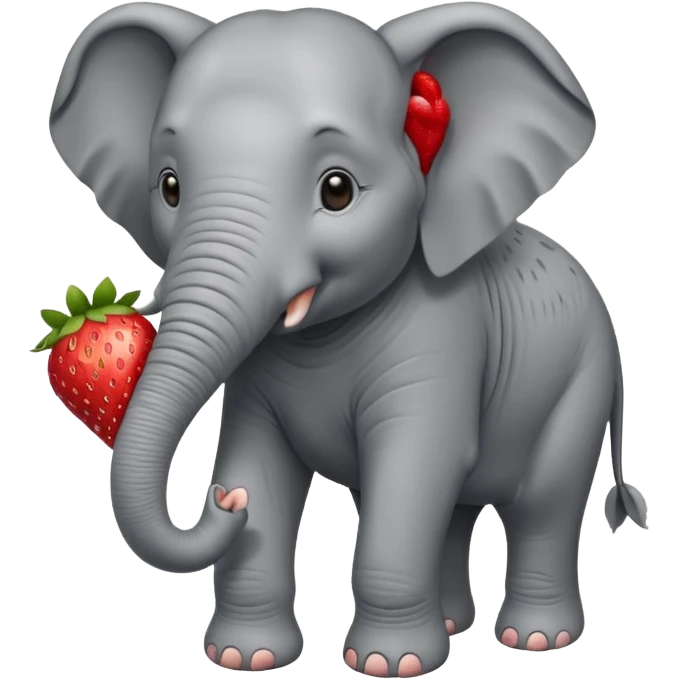 Elephant strawberry feeding birds emoji