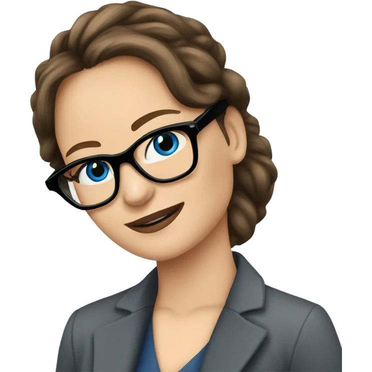 Photo of Brunette Jennifer Lawrence wearing black glasses and blue eyes talking on the phone  emoji