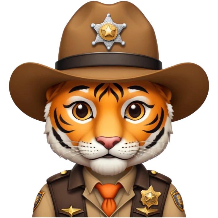 Wild west tiger sheriff with badge and hat emoji