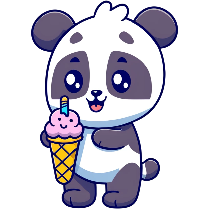 Panda eating ice cream emoji