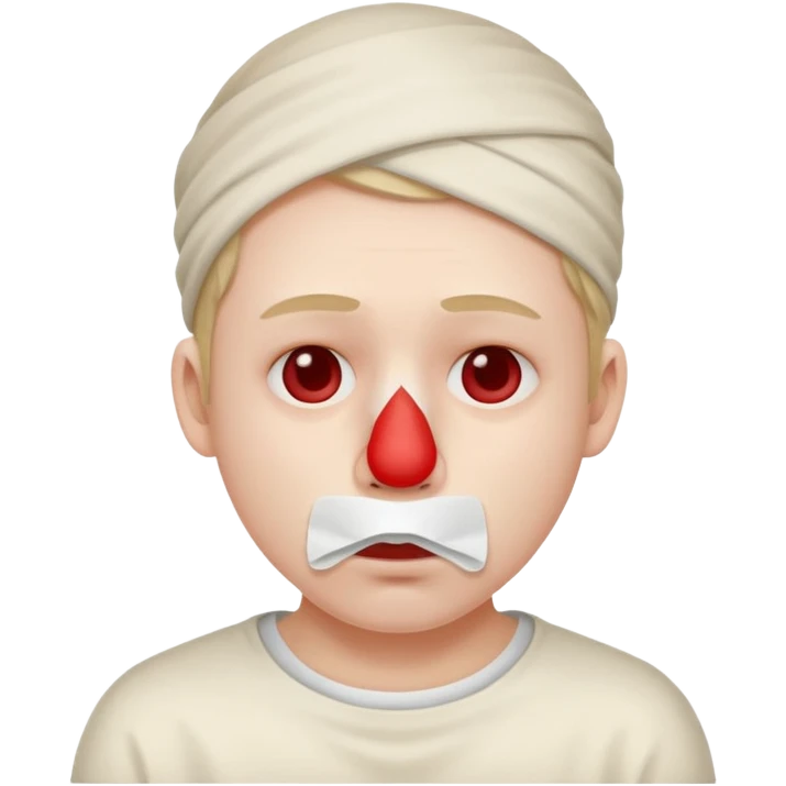 sick person with tissue on nose, fever and red nose. emoji