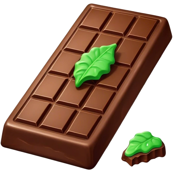 Big chocolate bar with green weird stuff inside of the chocolate bar  emoji
