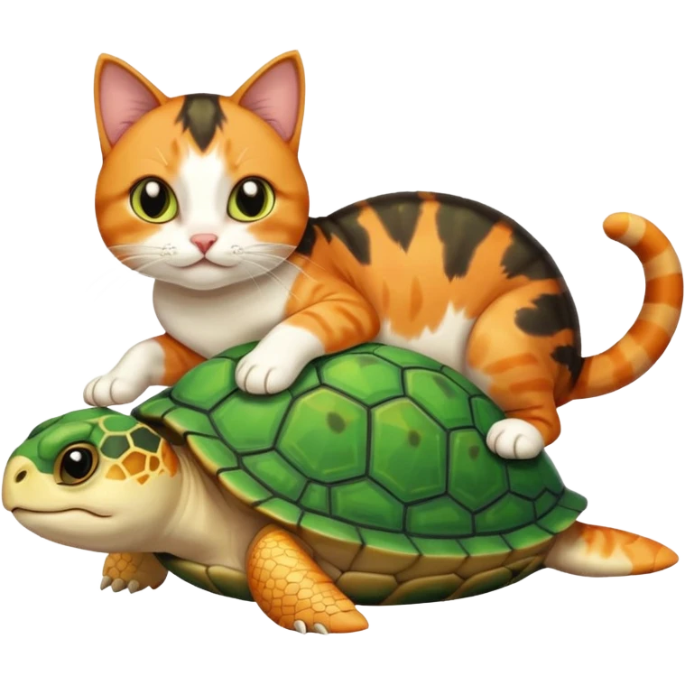 cat playing with turtle emoji