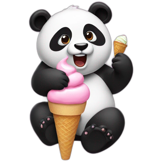 Panda eating ice cream emoji