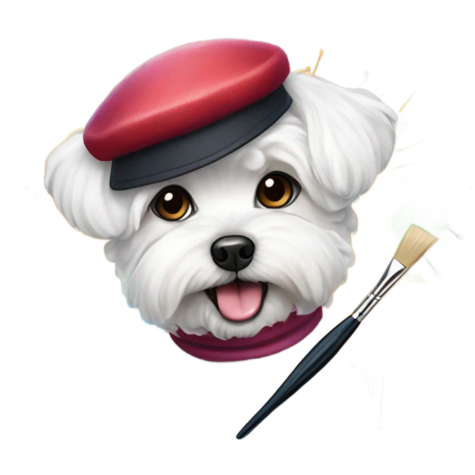 Maltese bichon working as a painter emoji