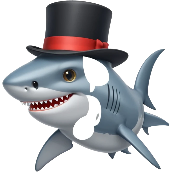 Shark with a top hat emoji