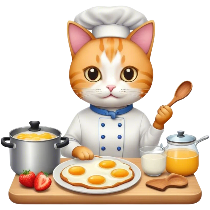Cat cooking breakfast emoji