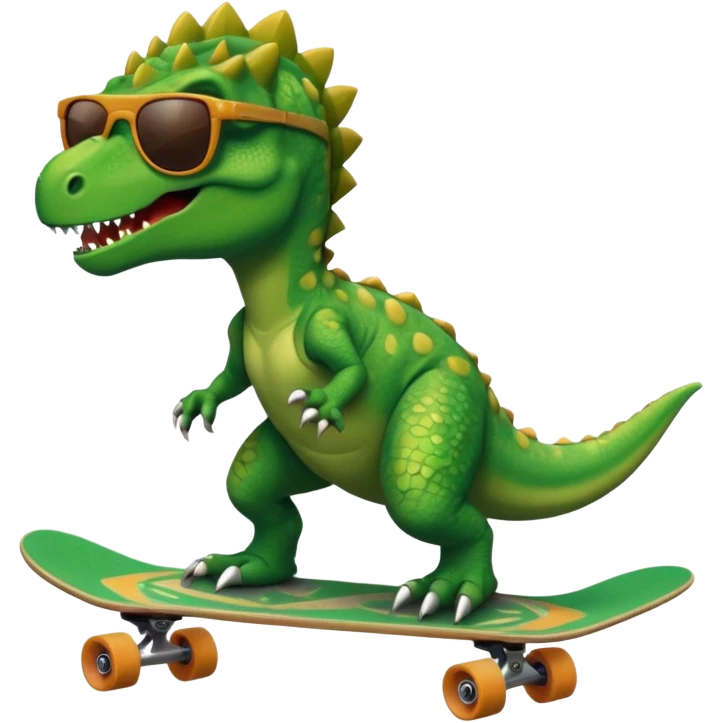 Dinosaur on a skateboard emoji
