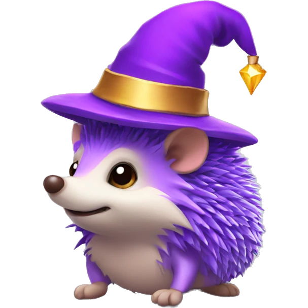 Purple hedgehog with wizard hat emoji