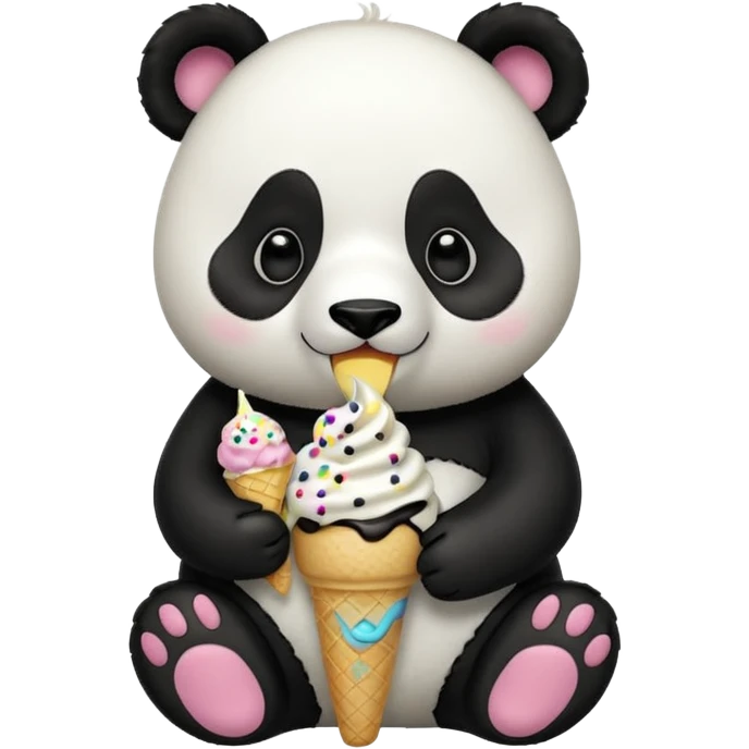 Panda eating ice cream emoji