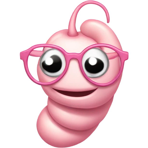 cute light pink worm wearing glasses emoji