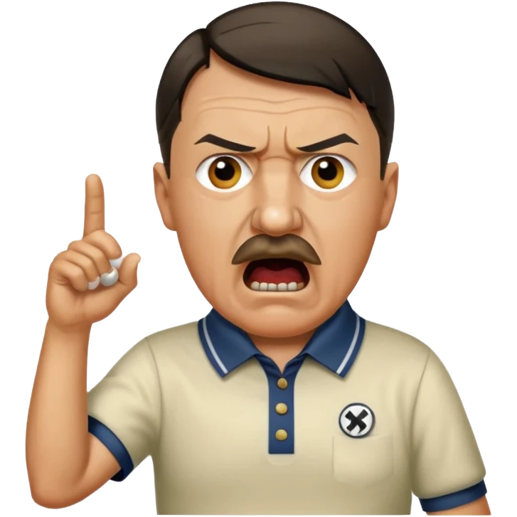 Adolf Hitler playing golf while yelling Fore! emoji