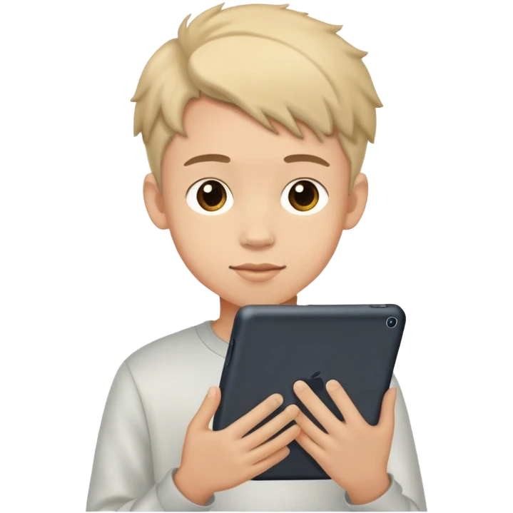 teen boy playing with a tablet emoji