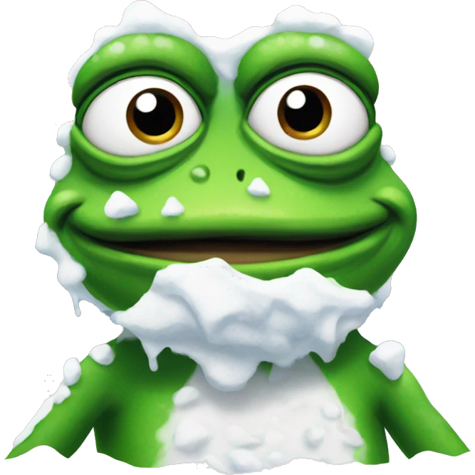 pepe the frog covered in snow emoji