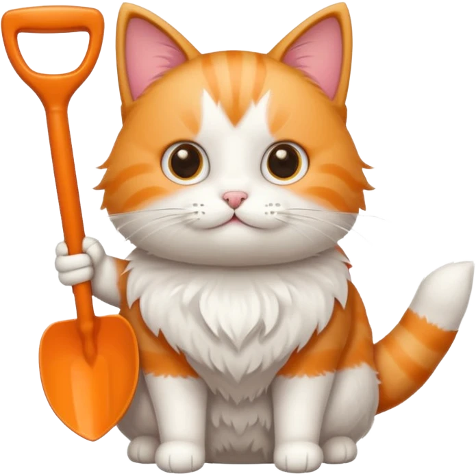 A very cute cat holding a toilet shovel emoji