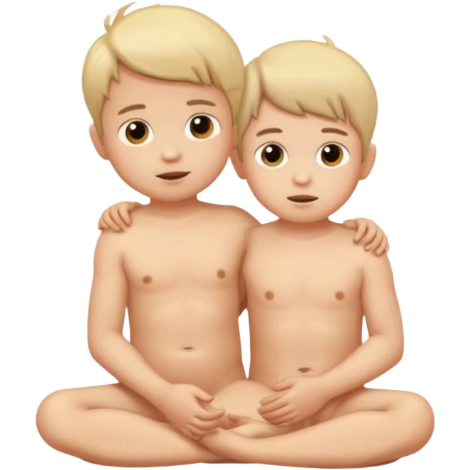 Nude children sitting on a naked little boy emoji