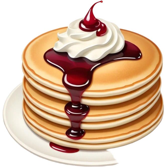 Thin pancakes with whipped cream and jam emoji