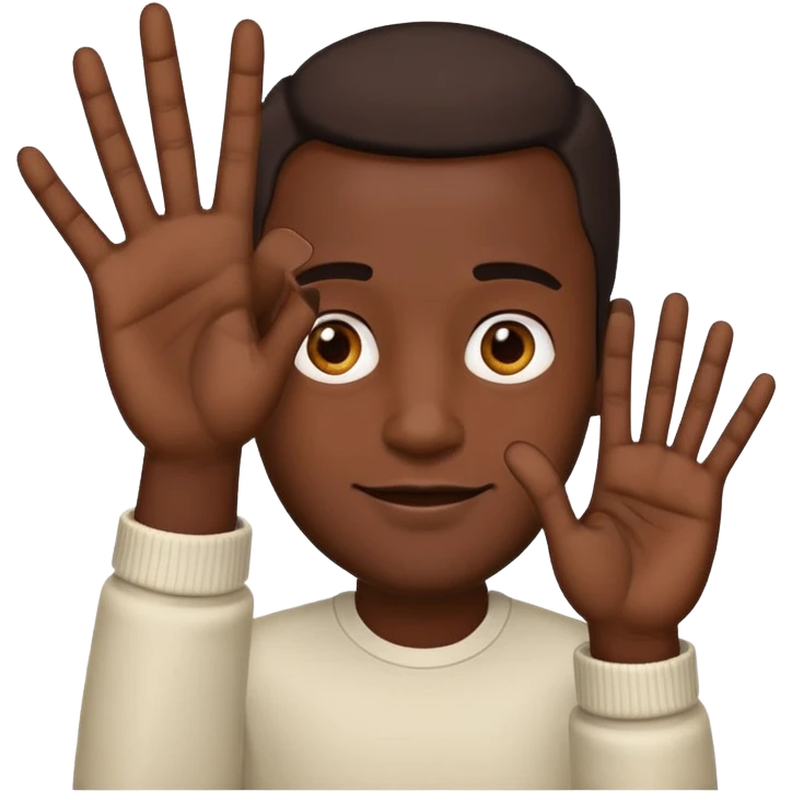 dark-skinned man with an open hand seven fingers visible emoji style emoji