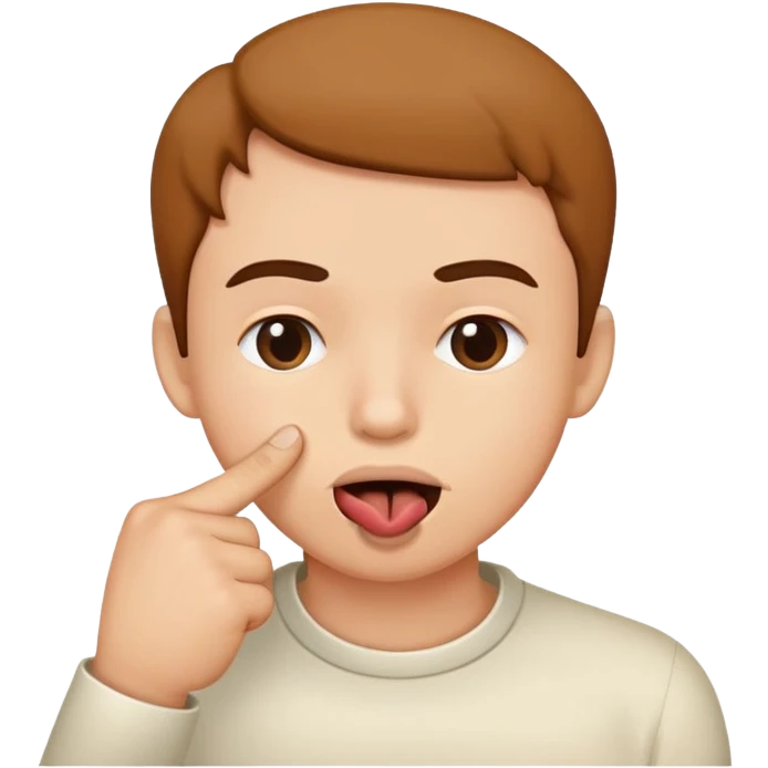 person with index finger in mouth, biting finger emoji