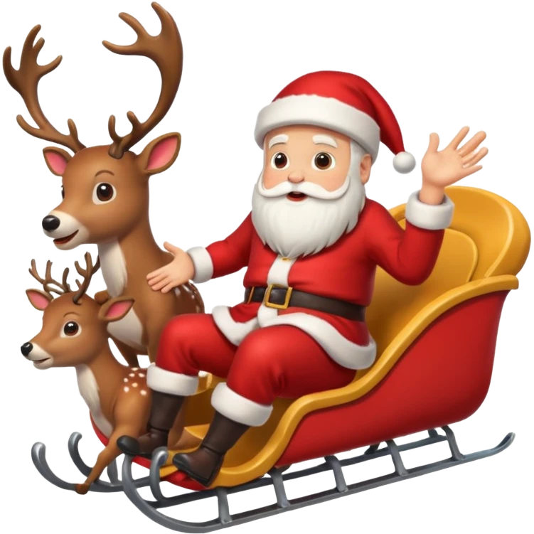 Santa sliding with his deers emoji