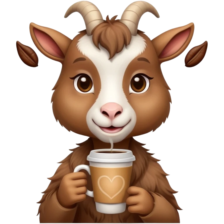 Cute goat holding a coffee emoji