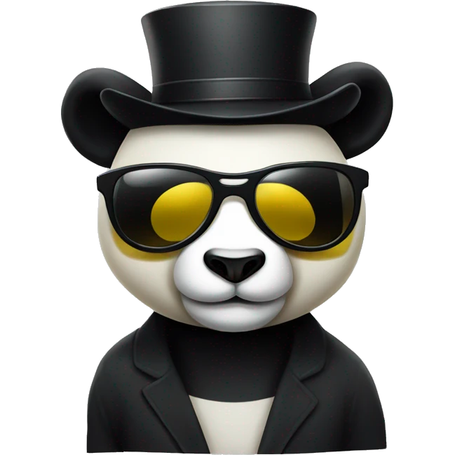Panda bear with a black hat and yellow sunglasses  emoji