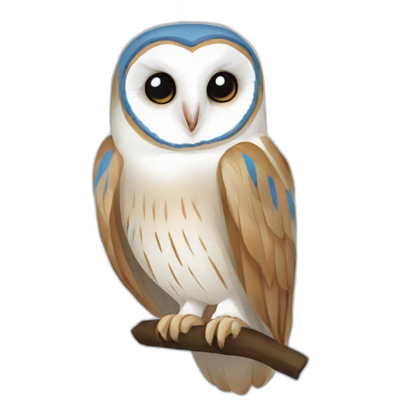 Barn Owl with blue and white stripes emoji