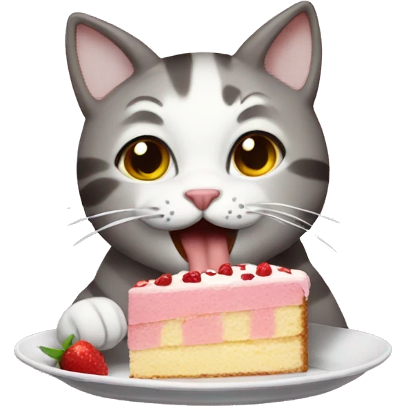 Cat eating cake emoji