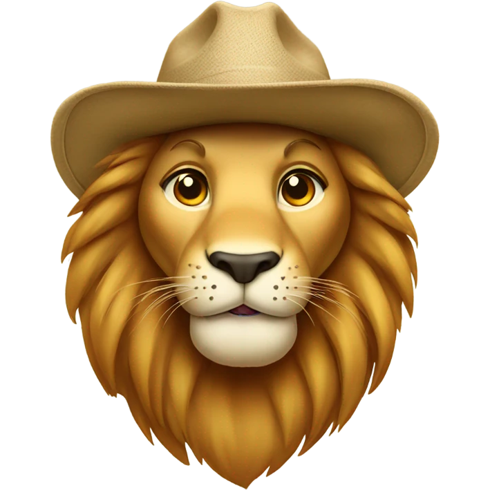 A sweet lion wearing a safari hat emoji
