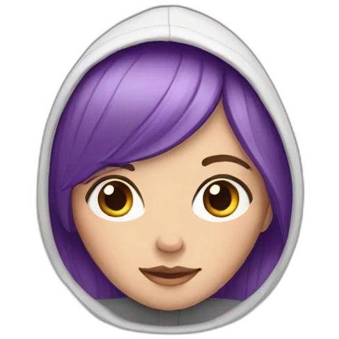 White Girl with purple hair in a hoodie emoji
